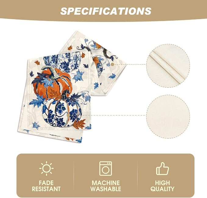 Artoid Mode 210 GSM Fall Table Runner 13x120 Inch Home Party Decor | Pumpkins - Image 5