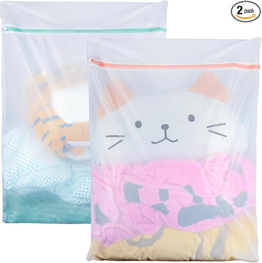 2 Pack Delicates Bag for Washing Machine, 31 x 23 inch Oversize Fine Mesh Laundry Bags for Lingeries, Sweaters, Bed Sheet, Stuffed Toys