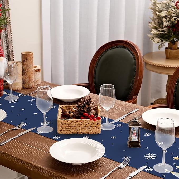 Christmas Table Runner 13x48 Inch, Xmas Trees Snowflakes Holiday Decorative - Image 8