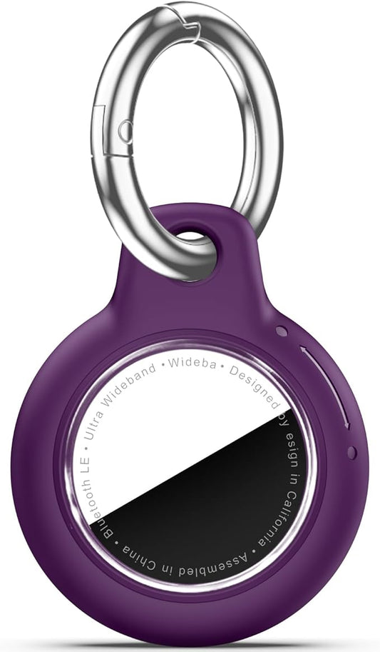 Upgrade Waterproof Airtags Holder with Apple Airtags Keychain, Hard PC Air Tag Case, Anti-Scratch & Shock Air tag Holder,Men's Women's Keyrings & Keychains, for Dog,Car Key,Luggage -Dark Purple