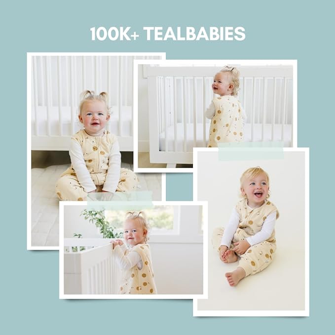 Tealbee Dreamsuit: Toddler Sleep Sack with Feet 3T 4T - 1.5 TOG Winter Baby Wearable Blanket for Walkers - Rayon made from Bamboo, Organic Cotton Sleep Bag - Cookies