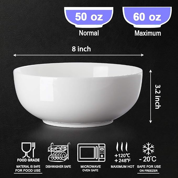 Hesen 60 oz Large Soup Bowl, Pho Bowls, Large Ramen Bowl Set of 3, 8 in Off - Image 2