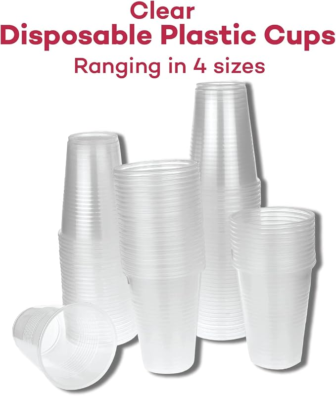 Dealmed Disposable Plastic Cups - 7 oz Recyclable - 200 Count | Clear - Image 3