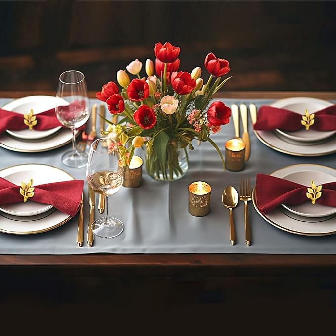 50 Pcs Gold Leaf Napkin Rings Set, Metal Napkin Ring Holders Buckles - Image 4
