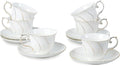 Agyiuns 6 Sets 6oz Porcelain Tea Cups Saucers，White by Agyiuns