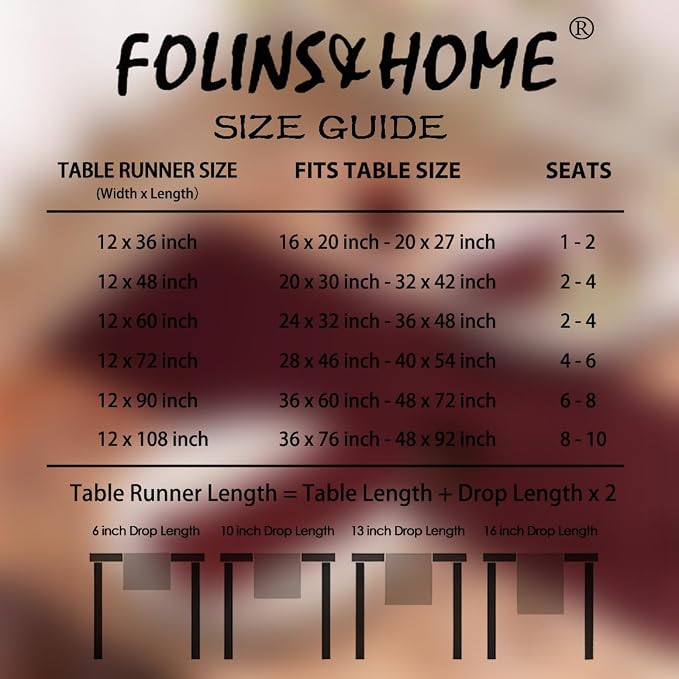 FOLINS&HOME Burgundy Waterproof Decorative Table Runner 60 Inches Long | 210GSM - Image 6
