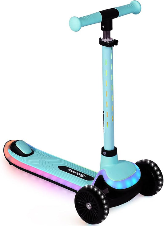 3-Wheel Light-Up Kids Scooter, 20 Different Light Patterns,Three Adjustable Heights,Lean to Steer, Balance Scooter for Ages 3-8
