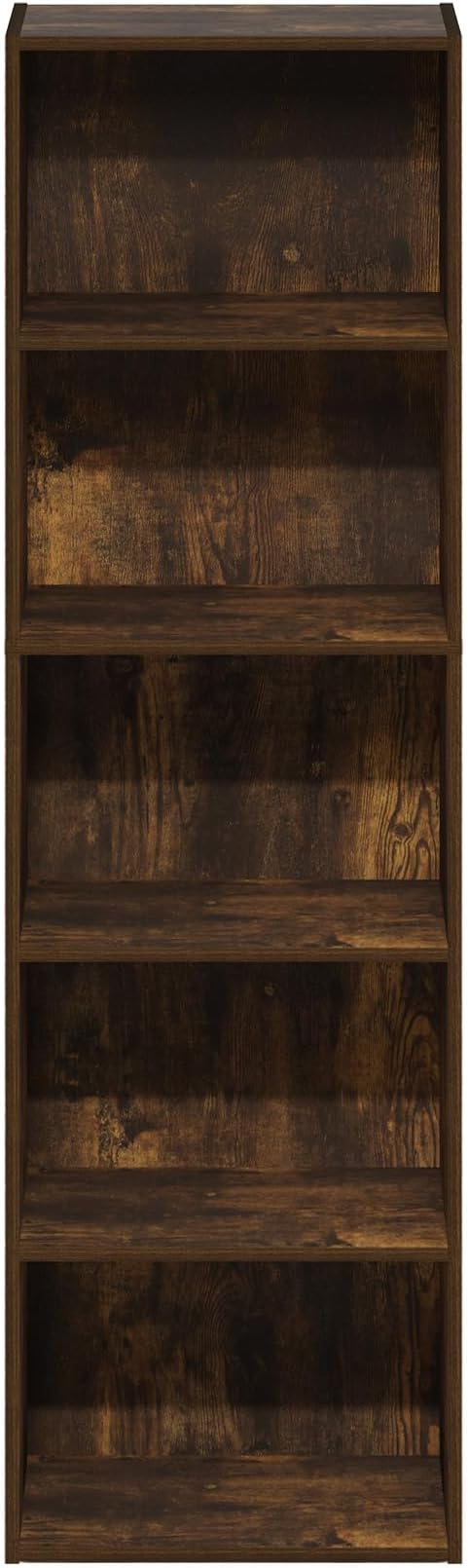 Furinno Luder 5-Tier Open Shelf Bookcase, Bookshelf, Amber Pine