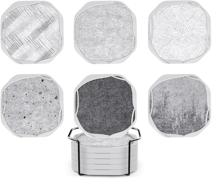 UMIRRO Absorbent Felt & Silicone Drink Coasters Set of 6 by Umirro