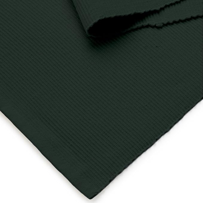 Encasa XO Table Runner, Yarn Dyed Ribbed Cotton 13"x59" | Dark Green, 12-Ply - Image 5
