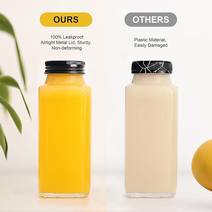Glxgow 8 Pack 8 oz Glass Juice Bottles - Image 4