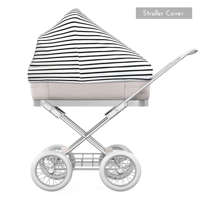 Yoofoss Nursing Cover Breastfeeding Scarf - Baby Car Seat Covers, Infant Stroller Cover, Strechy Carseat Canopy for Boys and Girls (Black Stripe)