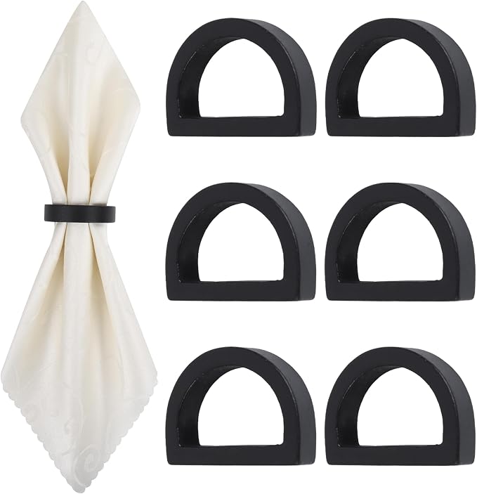 Yagoo Napkin Rings Set of 6, Wood Semicircle Napkin Holder | Handcrafted Wood by CEFOPOLA