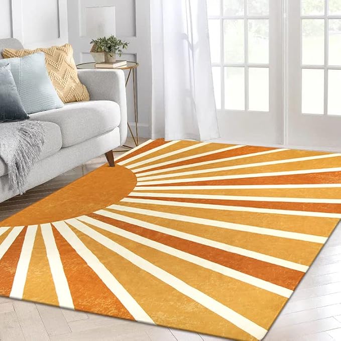 Lahome Rainbow Sun Area Rug: 8'x10' Ultra-Thin & Lightweight Machine Washable - Image 6