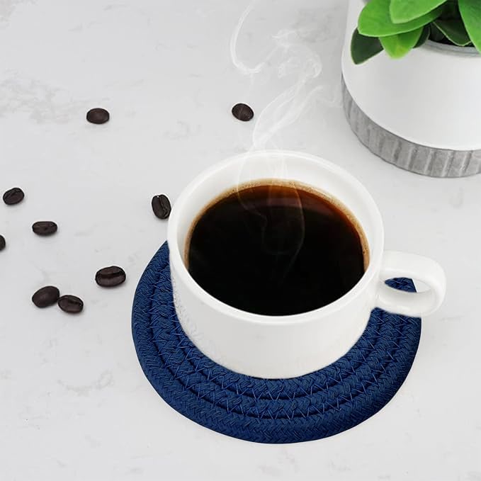 ABenkle Drink Coasters with Holder Set of 10, Cotton Woven Absorbent Coasters - Image 4