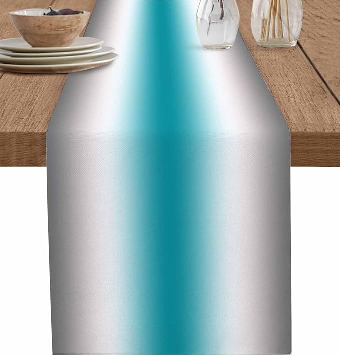Turquoise Gray Ombre Table Runners 70 Inches Long, Farmhouse Teal Gradient by Unknown