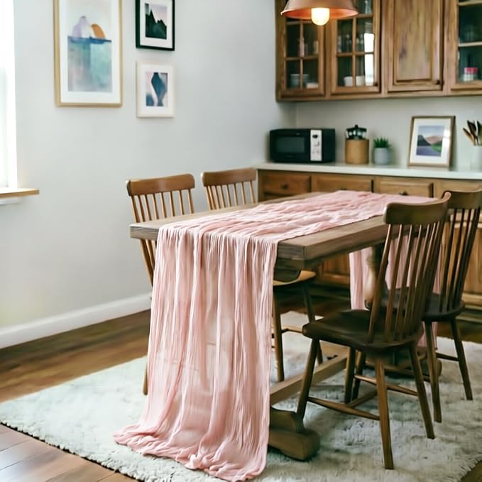 Dusty Pink Cheesecloth Table Runner 160 Inches 10 Pack Gauze Table Runner | - Image 3