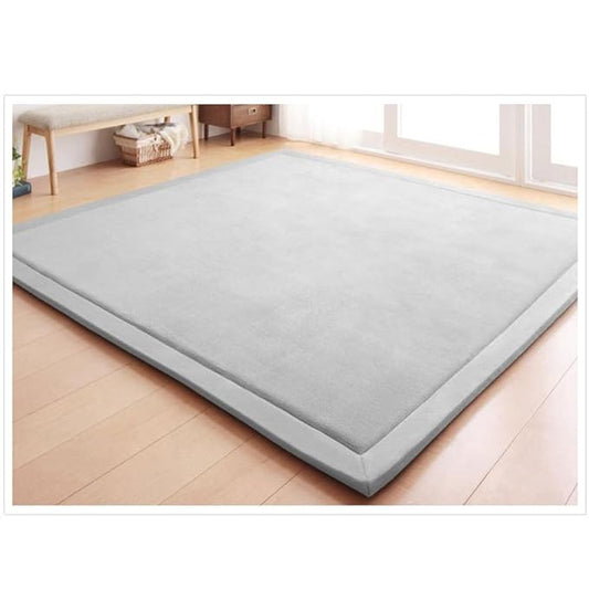 Loartee Coral Velvet Crawling Rug (6'8"x7'9", Gray) for Toddler Children Play Area Rug Yoga Mat Exercise Pad