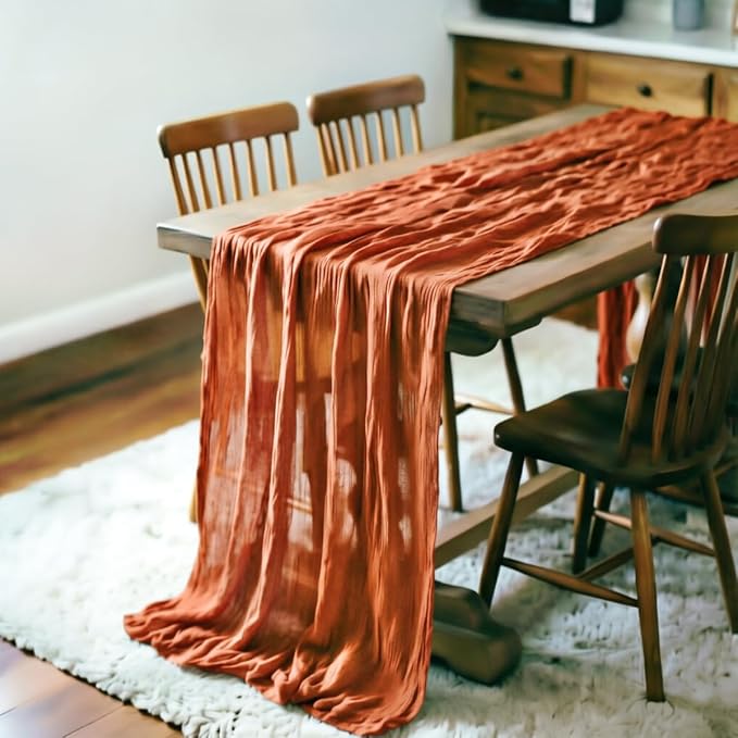 Terracotta Cheesecloth Table Runner 120 Inches 10 Pack Gauze Table Runner | - Image 3
