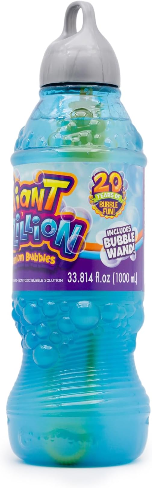 Gazillion Giant Bubble Solution 1¯L Creates Huge, Extra Elastic Bubbles, Safe & Non Toxic, Includes 7 in 1 Bubble Wand, Outdoor Refill for Wands, Machines & Kids Party Fun Ages 3