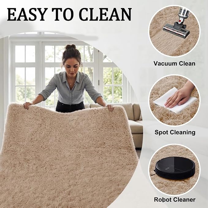 8x10 Area Rugs for Living Room Bedroom: Soft Fluffy Shag Rugs Upgrade Non-Slip - Image 5