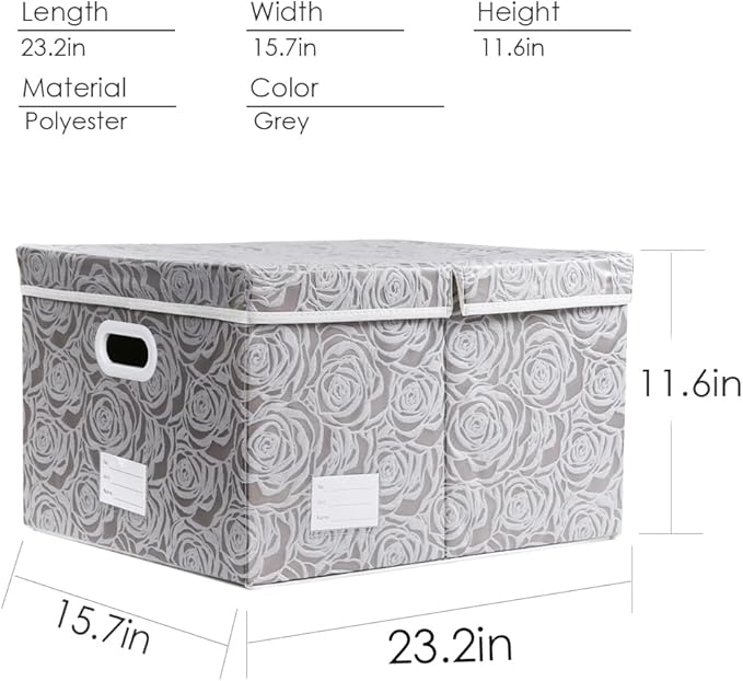 PRANDOM Jumbo Collapsible Storage Boxes with Lids Fabric Decorative Storage Bins Cubes Organizer Baskets with Cover Handles Divider for Bedroom Closet Living Room 23.2x15.7x11.6 Inch 3 Pack