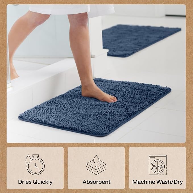 GORILLA GRIP Bath Rug Mat 42x24, Soft Absorbent Chenille, Quick Dry Microfiber - Image 7