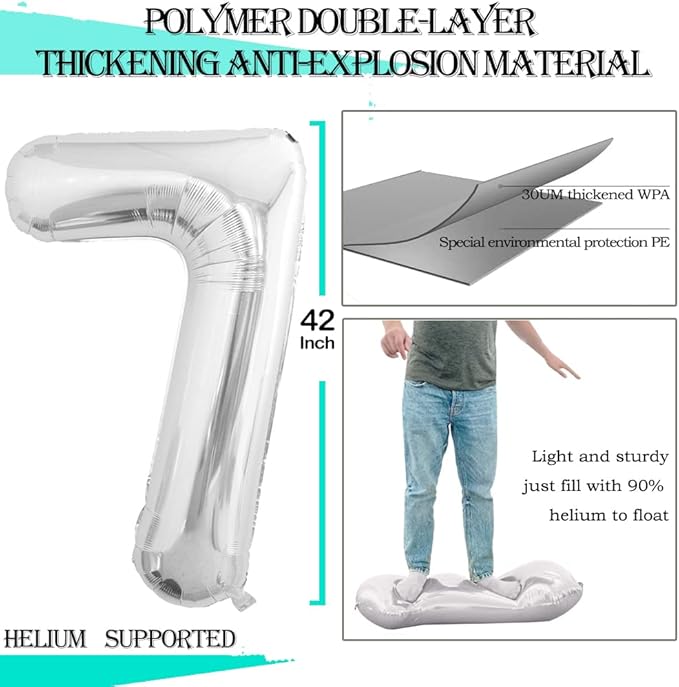 GOER Number 27 Balloons for 27th Birthday Party Decorations,42 Inch Jumbo Foil Helium 72 Balloons for 72nd Birthday Party Decoration (Silver)