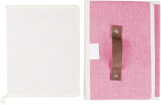 Lucky Monet Storage Bins Boxes with Lids 2 Pack Decorative Storage Boxes Collapsible Fabric Storage Basket Containers Lidded Storage Cube for Organizing Closet Home Office, 10"x 8"x 7" (Pink)