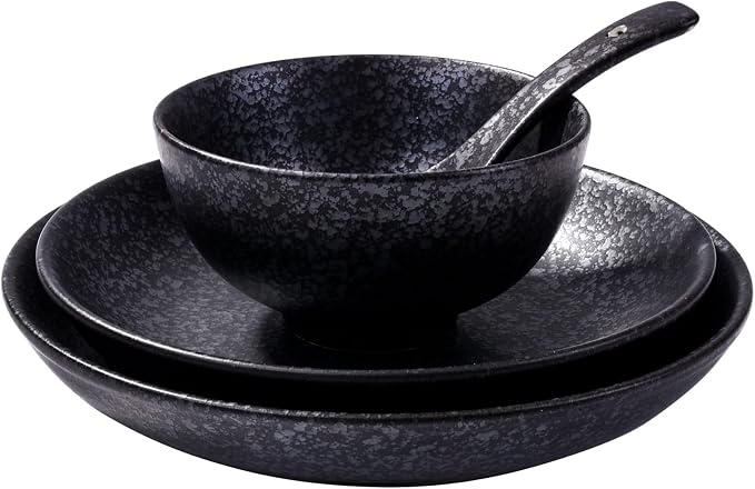 4-Piece Ceramic Dinnerware Set, Japanese Hand-painted Tableware set, A Good by Whitenesser