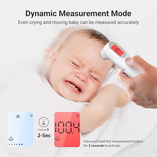 iHealth Infrared Digital Thermometer for Adults and Kids, Baby Thermometer with 3-in-1 Mode & 3-Color Prompt, Fever Alarm & Silent Mode, Forehead & Object Detection, 40 Memory Storages, PT9L, White