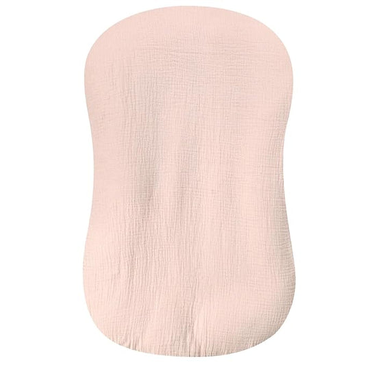 Hooyax Muslin Baby Lounger Cover 1 Pack, 100% Cotton Soft & Breathable Infant Lounger Covers Only for Newborn (Light Pink)