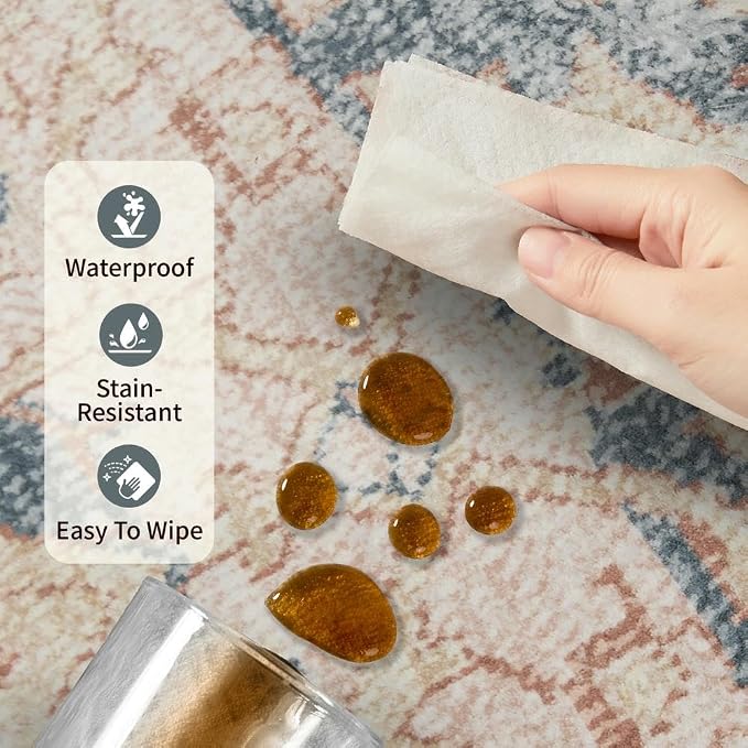 Rugxara 9x12 Area Rugs for Living Room Bedroom, Large Washable Rug, Coral - Image 8