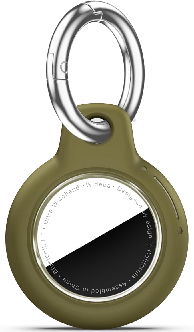 Upgrade Waterproof Airtags Holder with Apple Airtags Keychain, Hard PC Air Tag Case, Anti-Scratch & Shock Air tag Holder,Men's Women's Keyrings & Keychains, for Dog,Car Key,Luggage -Army Green