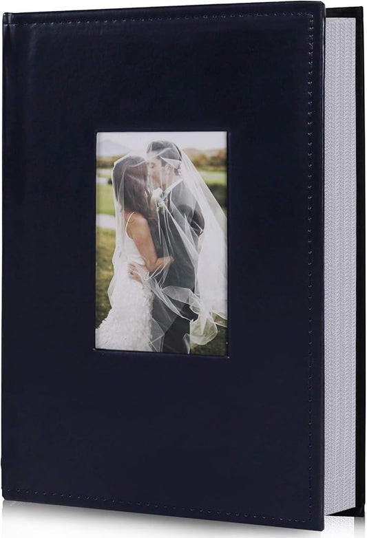 RECUTMS Photo Album 300 Pockets,4x6 Photo Book Paper Core Memo Insert Inside Page PU Leather Cover Picture Album Record Wedding Baby Valentine's Day Christmas Holiday(Blue)