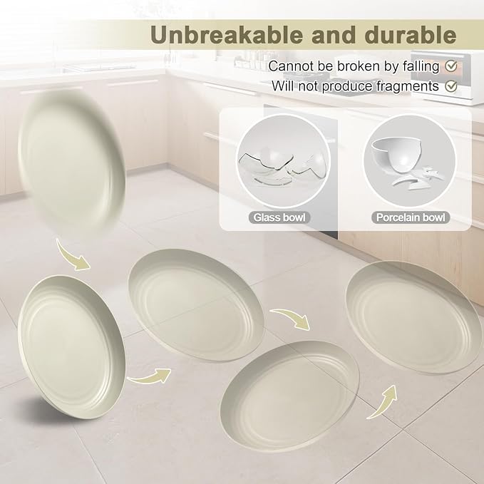 HEYCOME 12 Pcs Unbreakable Deep Dinner Plates Set, 10 inch Reusable Plastic - Image 5