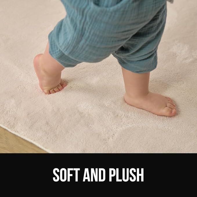 GORILLA GRIP Ultra Soft Washable Area Rug, 6x9, Stain and Slip Resistant Plush Thick Carpet for Bedroom Living Room, No Shed Floor Rugs, Pet Friendly, Dorm Essentials, Kids Nursery Home Decor, Ivory