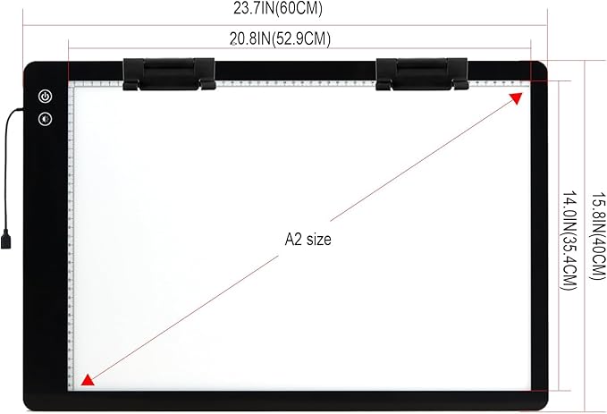 KOBAIBAN Rechargeable Large A2 Tracing Light Pad, 3 Colors Light Mode Diamond Painting Cordless Light Board, 6-Level/Stepless Adjusted Brightness Wireless Artist Light Box Copy Table for Designing