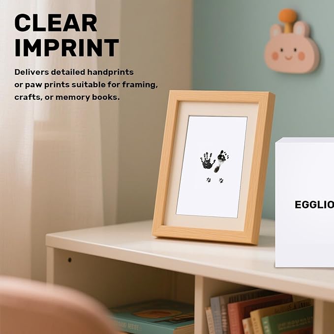 4-Pack Inkless Baby Hand and Footprint Kit with Mess-Free Ink Pad – Baby Safe Ink Pad for Hand, Foot & Paw Prints – Newborn Footprint & Paw Print Kit for Dogs and Cats – 16 Cards(Jet Black, L)