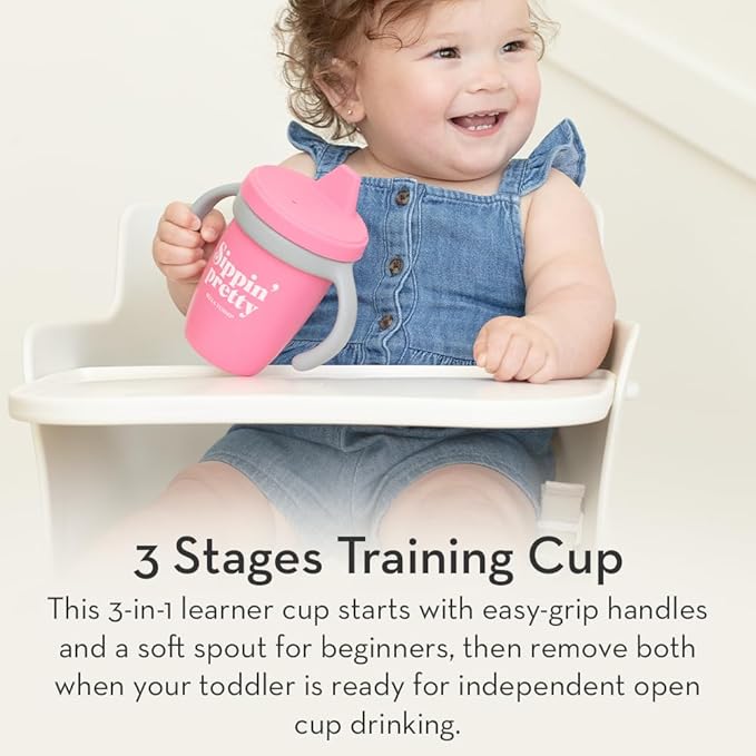 Bella Tunno Sippy Cup, Silicone Training Cup with Transition Handles for Infants, Toddlers & Kids, Babies 6-12 Months & Toddlers 1-3 Years, Boys & Girls, Drink Up Buttercup, 8 oz