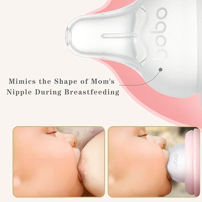 YOHKOH Natural Glass Baby Bottle with Natural Response Nipple, Newborn Anti-Colic Baby Bottles, Wide Neck Mushroom Cap Baby Bottle, Clear (Blue, (8.8oz (Pack of 2))