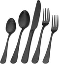 Matte Black Silverware Set, Satin Finish 20-Piece Stainless Steel Flatware Set by Sharecook