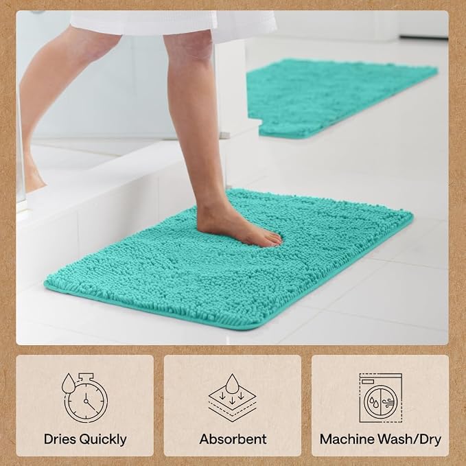 GORILLA GRIP Bath Rug Mat 60x24, Thick Soft Absorbent Chenille, Quick Dry - Image 7