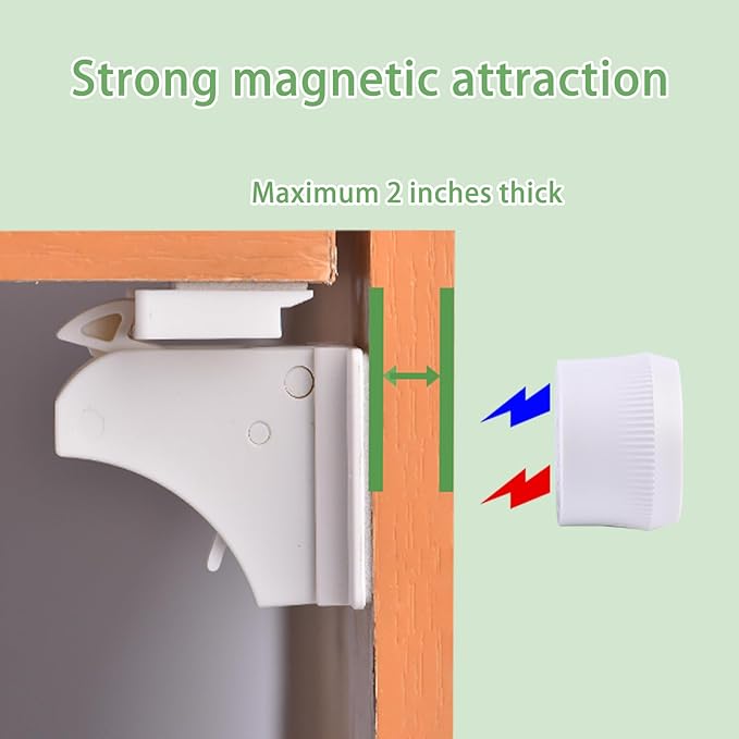 32 Pack Vkania Magnetic Cabinet Locks Baby Proofing - Baby Safety Latches for Drawers and Cabinets -Easy Installation No Drilling