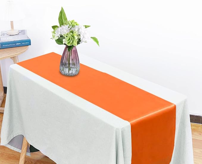 Orange Satin Table Runners, 12x108 Inches, 2 Pack | Table Runner, - Image 5
