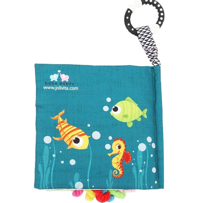 Fish Baby Books Toys, Touch Feel Cloth Crinkle Books for Babies,Baby Infant Toys 0-6, 6-12, 12-18 Months,Early Learning Education Toys,Shower Baby Gifts for Boys Girls,Teething,Mirror,Shark Ocean Book