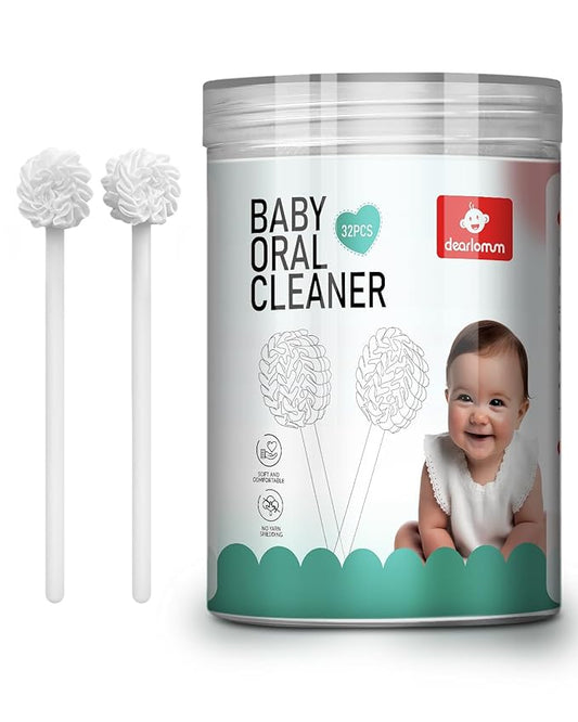 dearlomum Upgraded 32PCS Baby Tongue Cleaner, Disposable Newborn Toothbrush & Oral Cleaning Stick, Gauze Gum Cleaner for Infant Dental Care, 0–36 Months Baby Mouth Wipes