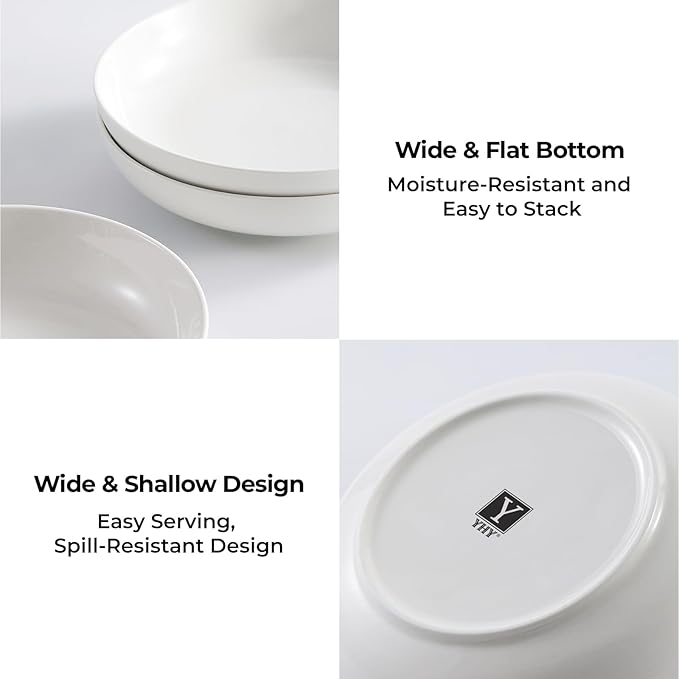 Y YHY 7.8'' Pasta Bowls for Small Portions, 22 Ounce Salad White Bowl Plates - Image 6