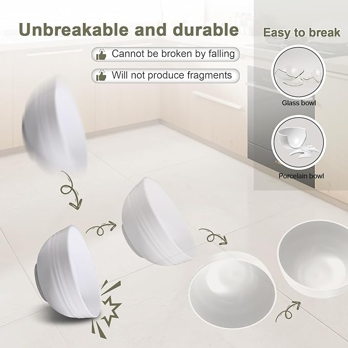 HEYCOME 12 Pcs Unbreakable Cereal Bowls Set, 26 Oz Wheat Straw Bowls Set - Image 4