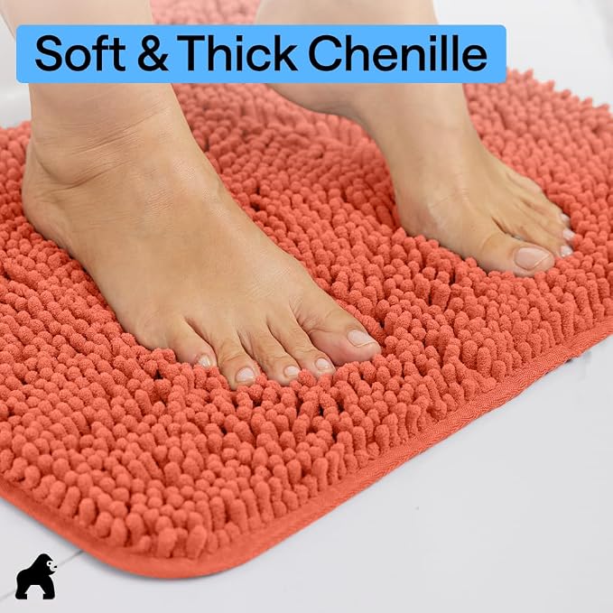GORILLA GRIP Bath Rug Mat 60x24, Thick Soft Absorbent Chenille, Quick Dry - Image 4